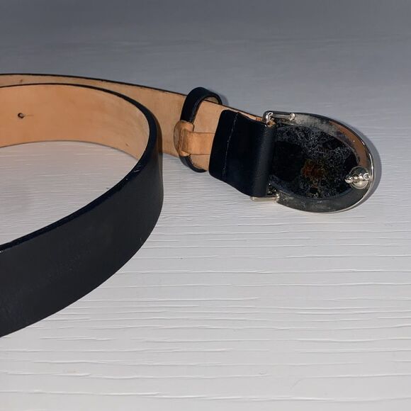 Qualheim Bollorini Italy Black Genuine Leather Bubble Glass Belt Size Small - Picture 9 of 14